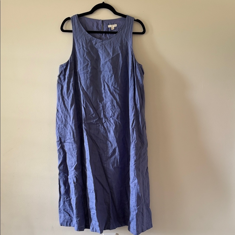 Eileen Fisher Sleeveless Midi Dress in Periwinkle Blue SZ Large